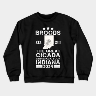 Great Cicada Comeback Tour Indiana 2024 Cicada broods XIII and XIX Crewneck Sweatshirt